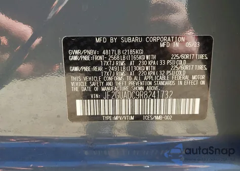 2024 Subaru Crosstrek Premium из США, поврежденный, VIN JF2GUADC9R8241732